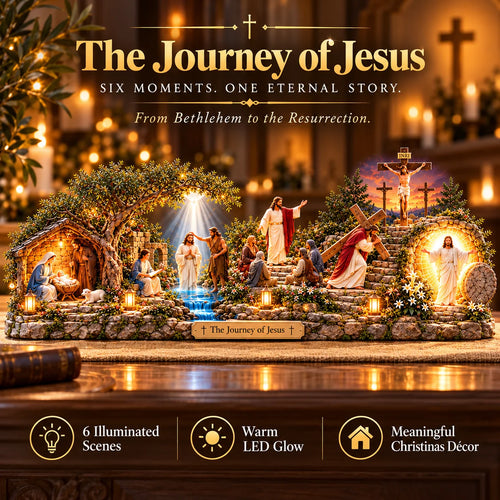 ✝️✨ The Journey of Jesus™ – Lighted 3D Biblical Story Centerpiece | Six Sacred Moments of Faith