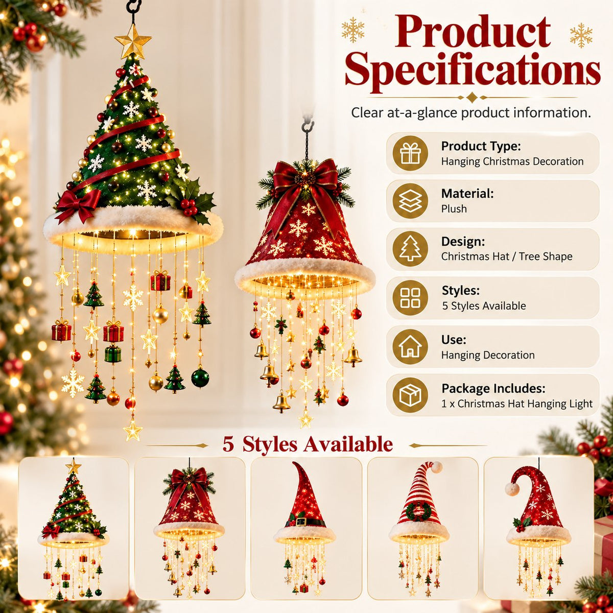 🔥 Last Day 50% OFF 🔥-🎄 Christmas Hat Hanging Light