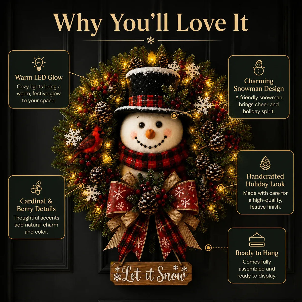 🔥Hot Sale 49% OFF-⛄ Snowman Glow Christmas Wreath