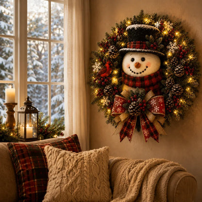 🔥Hot Sale 49% OFF-⛄ Snowman Glow Christmas Wreath