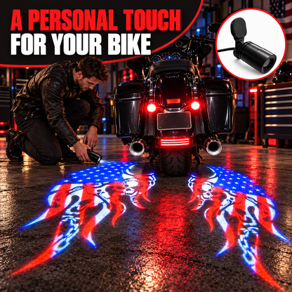 🏍️Patriotic Eagle Motorcycle Ground Projection Lamp 🇺🇸