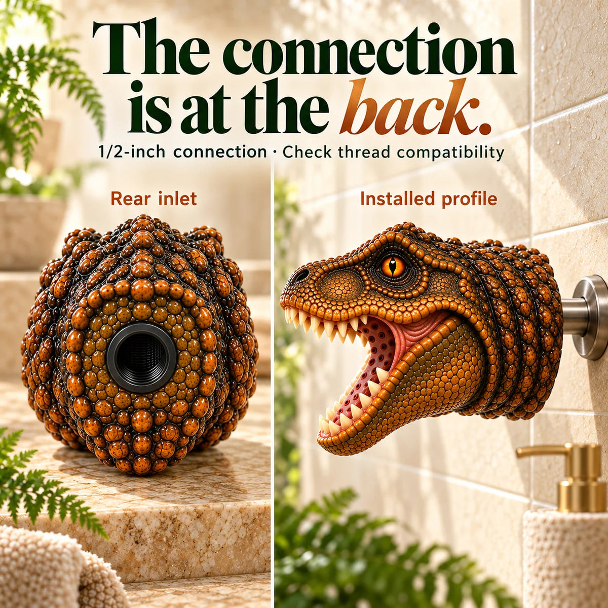 🦖Prehistoric Splash – T-Rex Shower Head