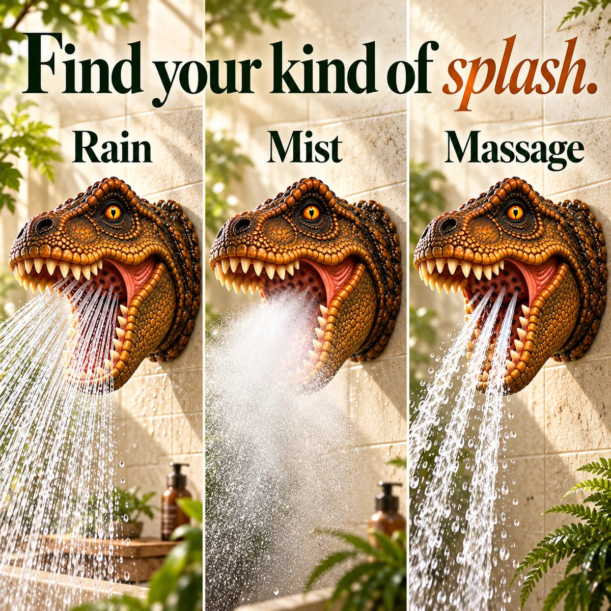 🦖Prehistoric Splash – T-Rex Shower Head