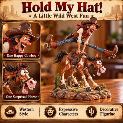 🤠🐴 Hold My Hat! – Funny Cowboy & Horse Figurine | A Gift Full of Western Personality 🎁✨