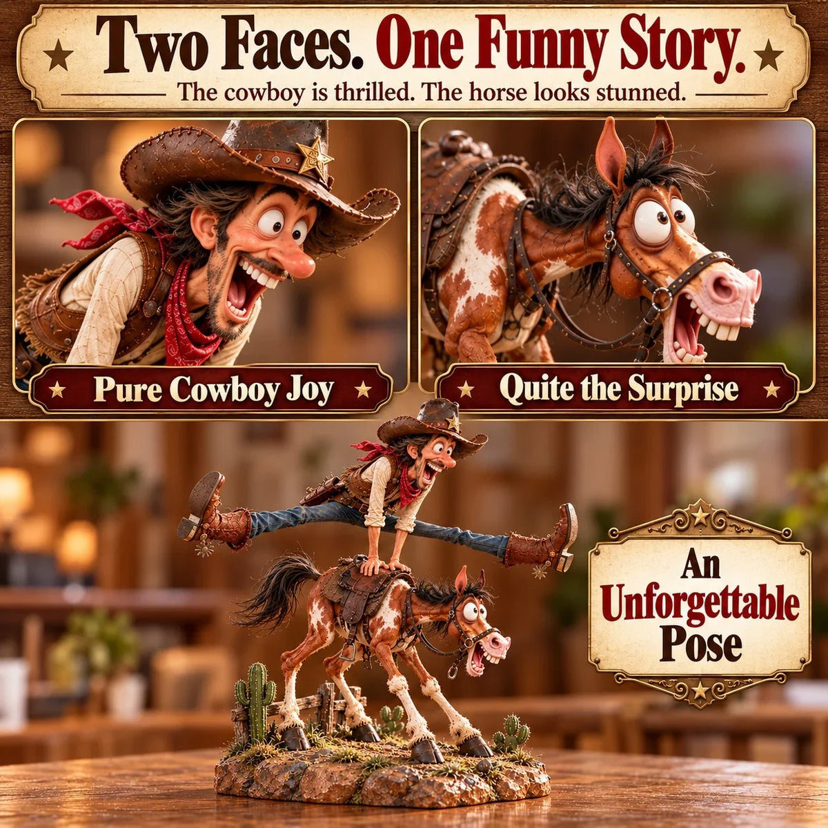 🤠🐴 Hold My Hat! – Funny Cowboy & Horse Figurine | A Gift Full of Western Personality 🎁✨