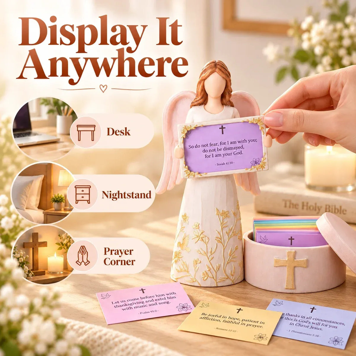 🙏✨ Handcrafted Resin Angel Figurine with Color-Coded Bible Verse Cards & Storage Box 🕊️🎁 (📦 Buy 2, Get Free Shipping)