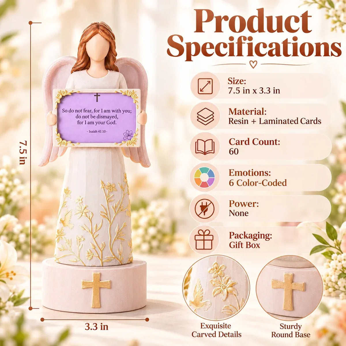 🙏✨ Handcrafted Resin Angel Figurine with Color-Coded Bible Verse Cards & Storage Box 🕊️🎁 (📦 Buy 2, Get Free Shipping)