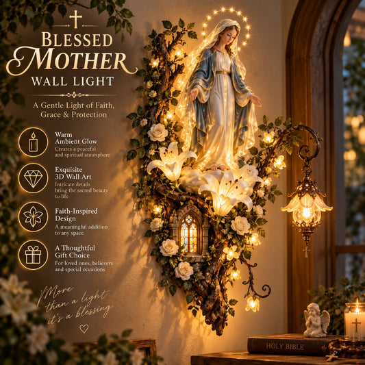 🙏✨ ✨ Blessed Mother Lighted Wall Décor | Virgin Mary 3D Religious Wall Art with Warm Ambient Glow