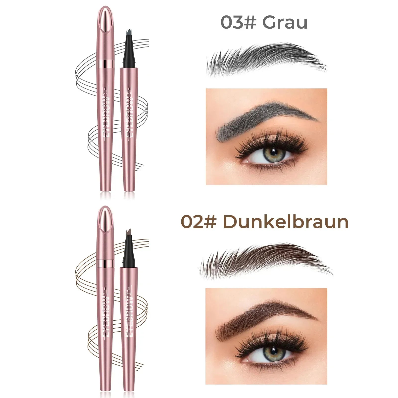 🎁✨Wasserfester Micro-Fork Augenbrauenstift, langanhaltende Brownen-Pen für natürliche, haarähnliche Striche
