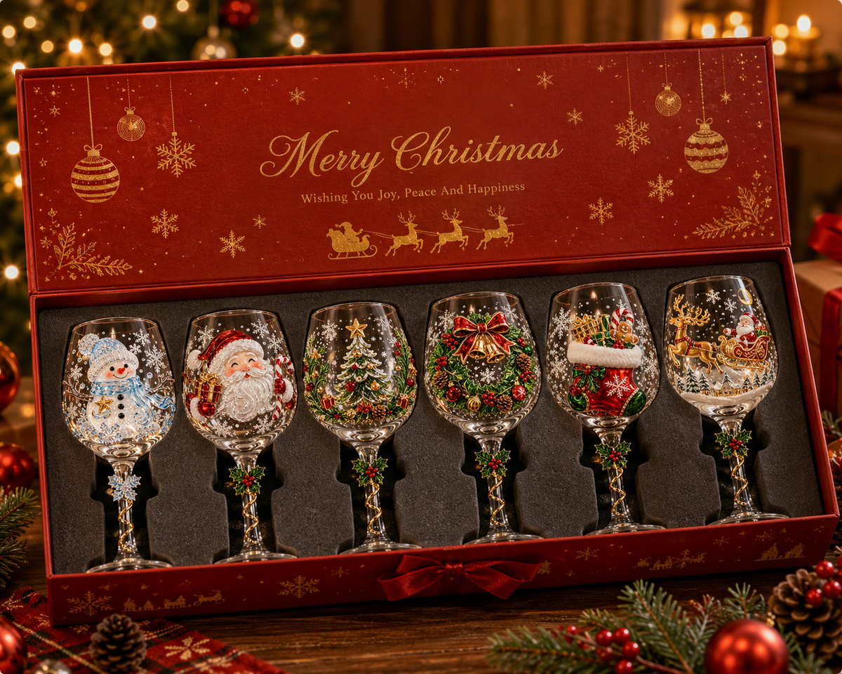 🔥 LAST DAY 50% OFF 🔥🎁 Christmas 3D Wine Glass Collection™ – Gift Box Set with Festive Holiday Designs for Christmas Gatherings & Gifting ✨