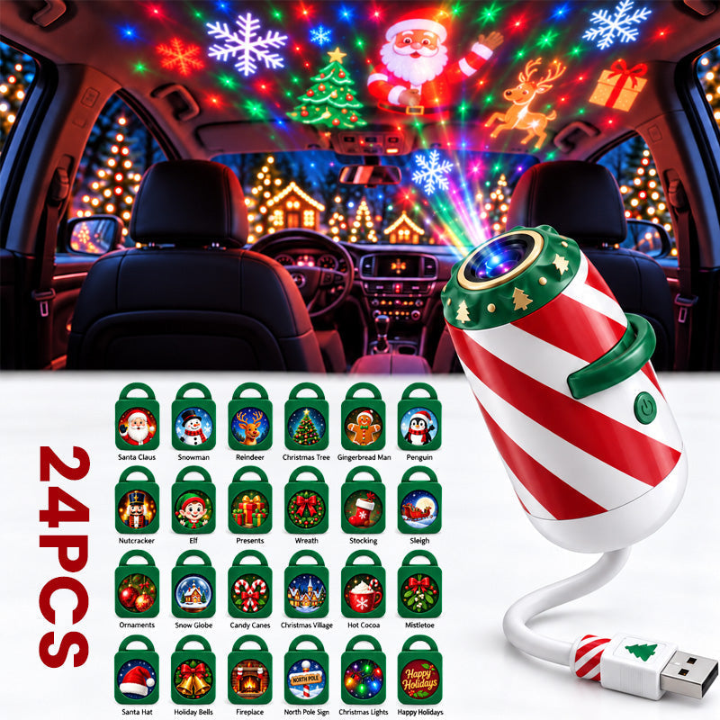 🎄 Merry Ride Christmas Car Projector Light | Up to 24 Patterns