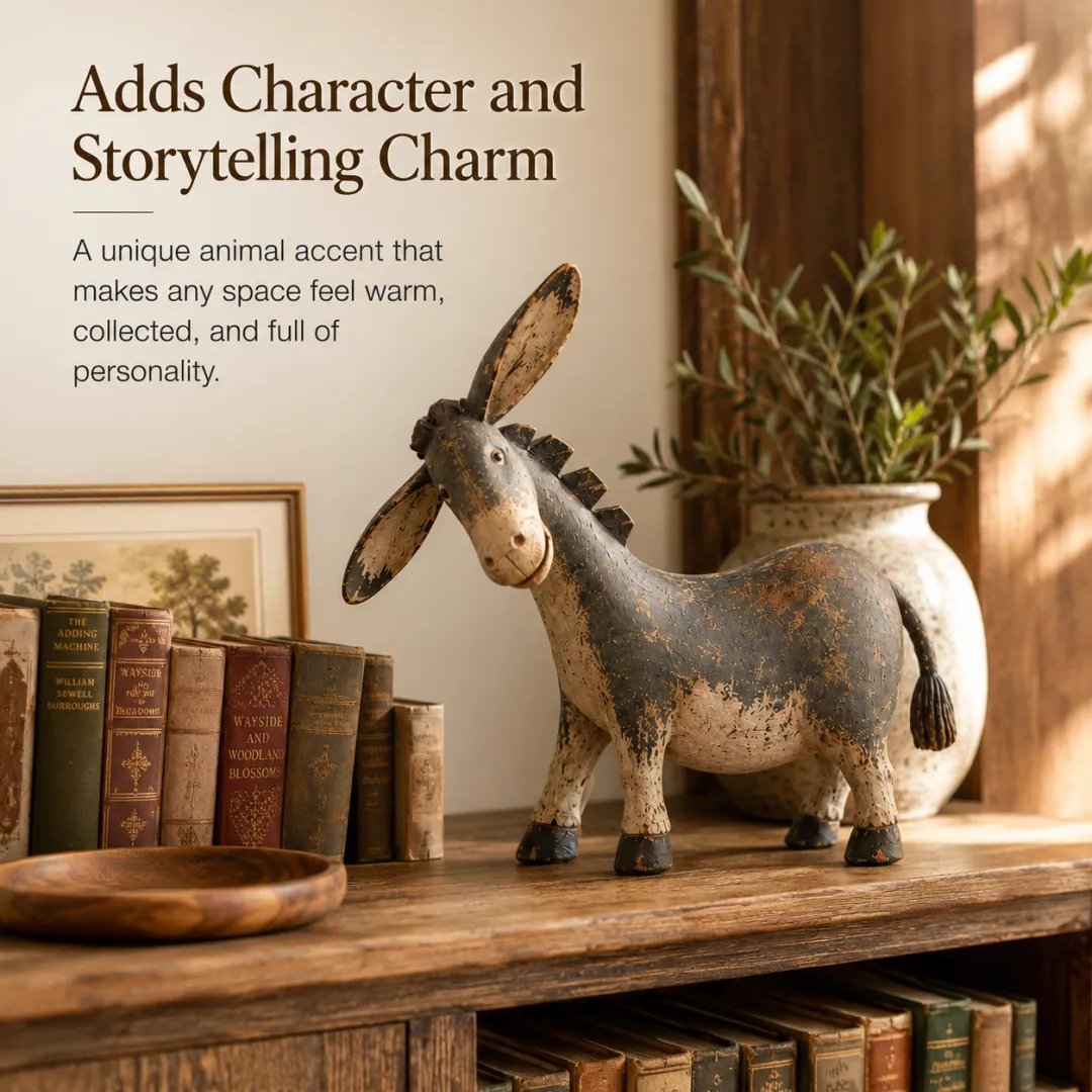 🔥 LIMITED-TIME 50% OFF 🤎 Rustic Donkey Figurine™ – Charming Farmhouse Shelf & Table Decor