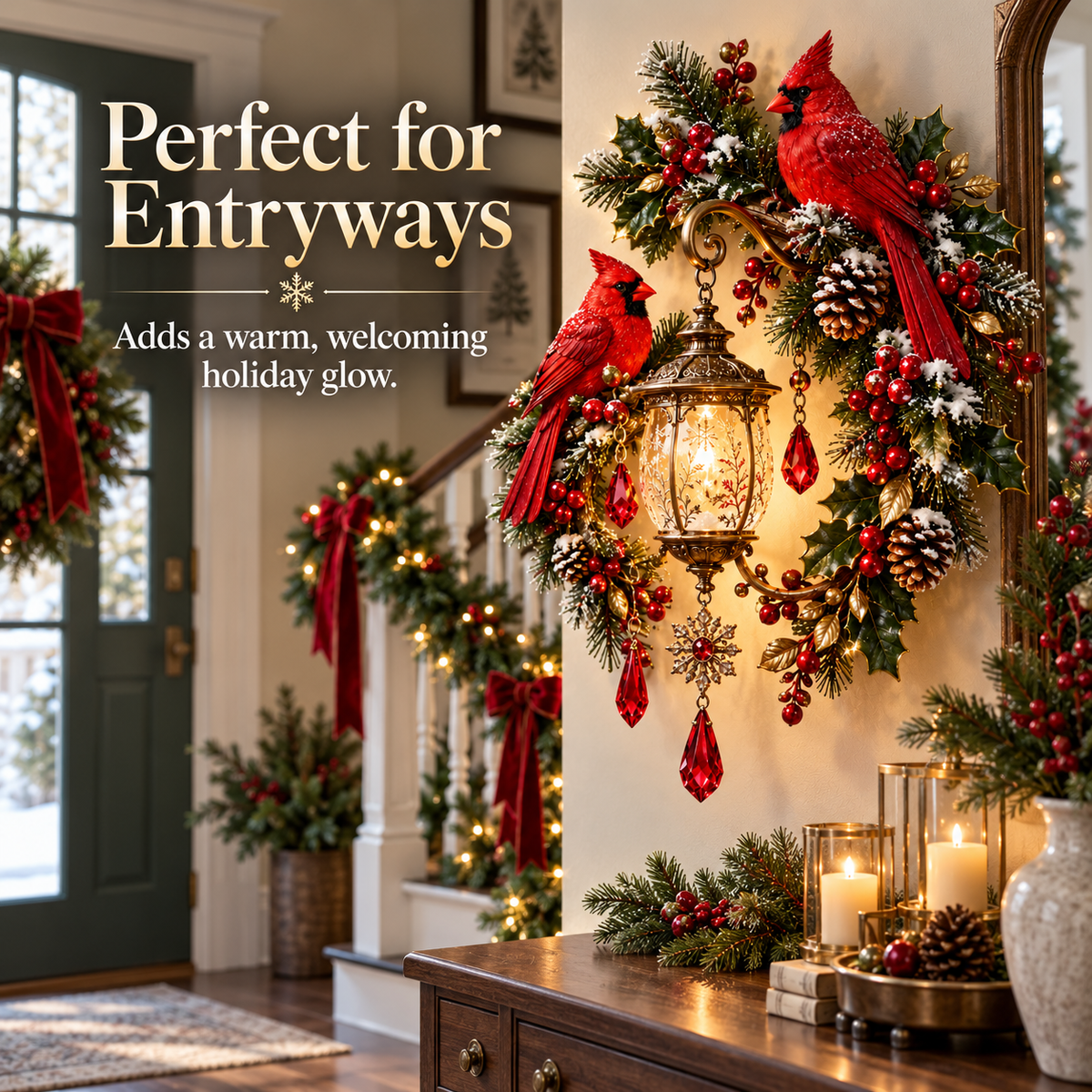 🔥Last Day 50% OFF🔥Cardinal Christmas Lantern Glow™ – Lighted Holiday Wall Decor🔥