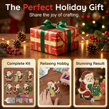 6pcs DIY Santa Claus Diamond Painting Fridge Magnet