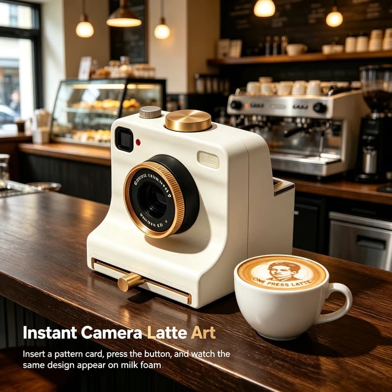 ☕ Instant Latte Art Creator | Latte Art with 30 Stencils | One‑Press Coffee Foam Pattern Maker for Home Barista