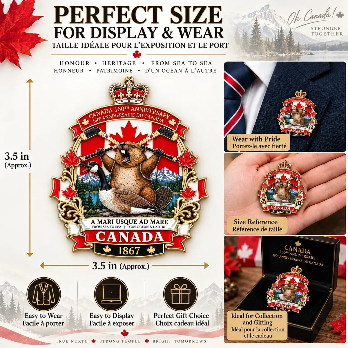 🍁 Canada 160th Anniversary “A Mari Usque Ad Mare” Tribute Badge |  3D Metal Enamel Keepsake 🇨🇦