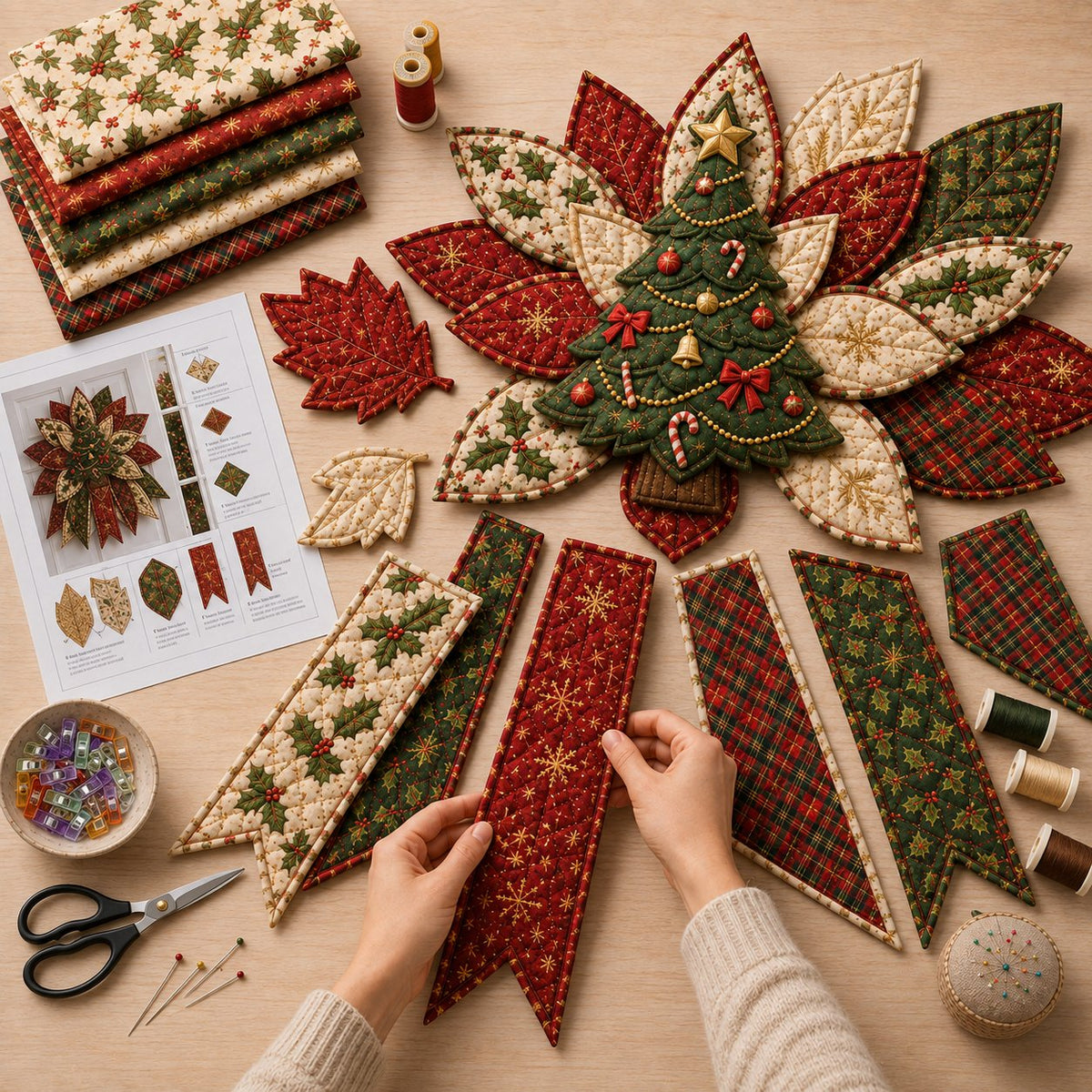 🔥🎄 Christmas Special – 50% OFF 🎁 Festive Quilted Christmas Door Hanging DIY Sewing Kit