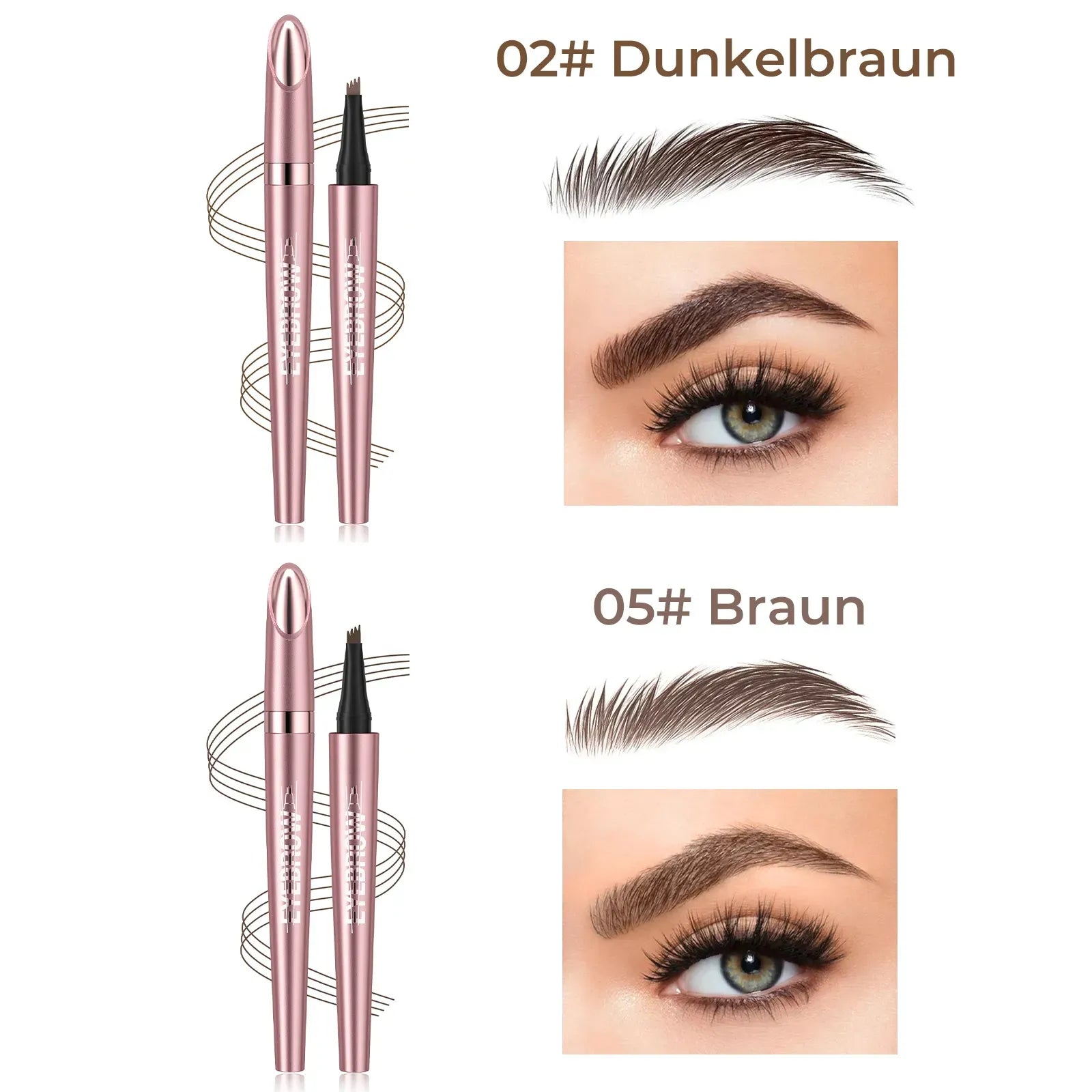 🎁✨Wasserfester Micro-Fork Augenbrauenstift, langanhaltende Brownen-Pen für natürliche, haarähnliche Striche