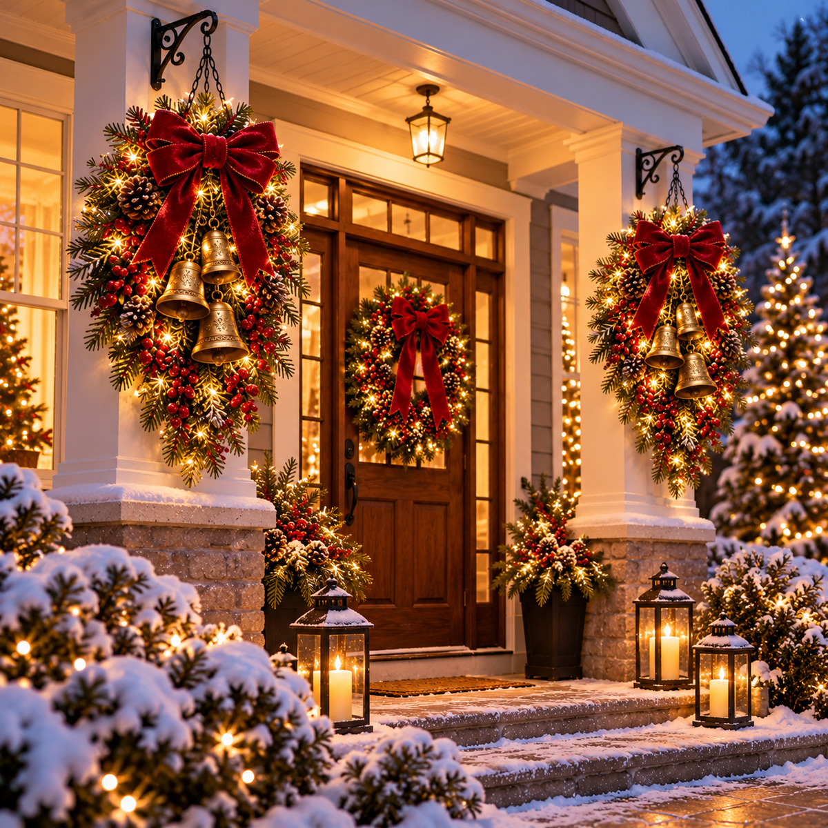 🎄 Last Day 50% OFF 🔔 Pre-Lit Christmas Bell Hanging Swag | Warm LED Lights, Vintage Bells & Zero Maintenance 🔔