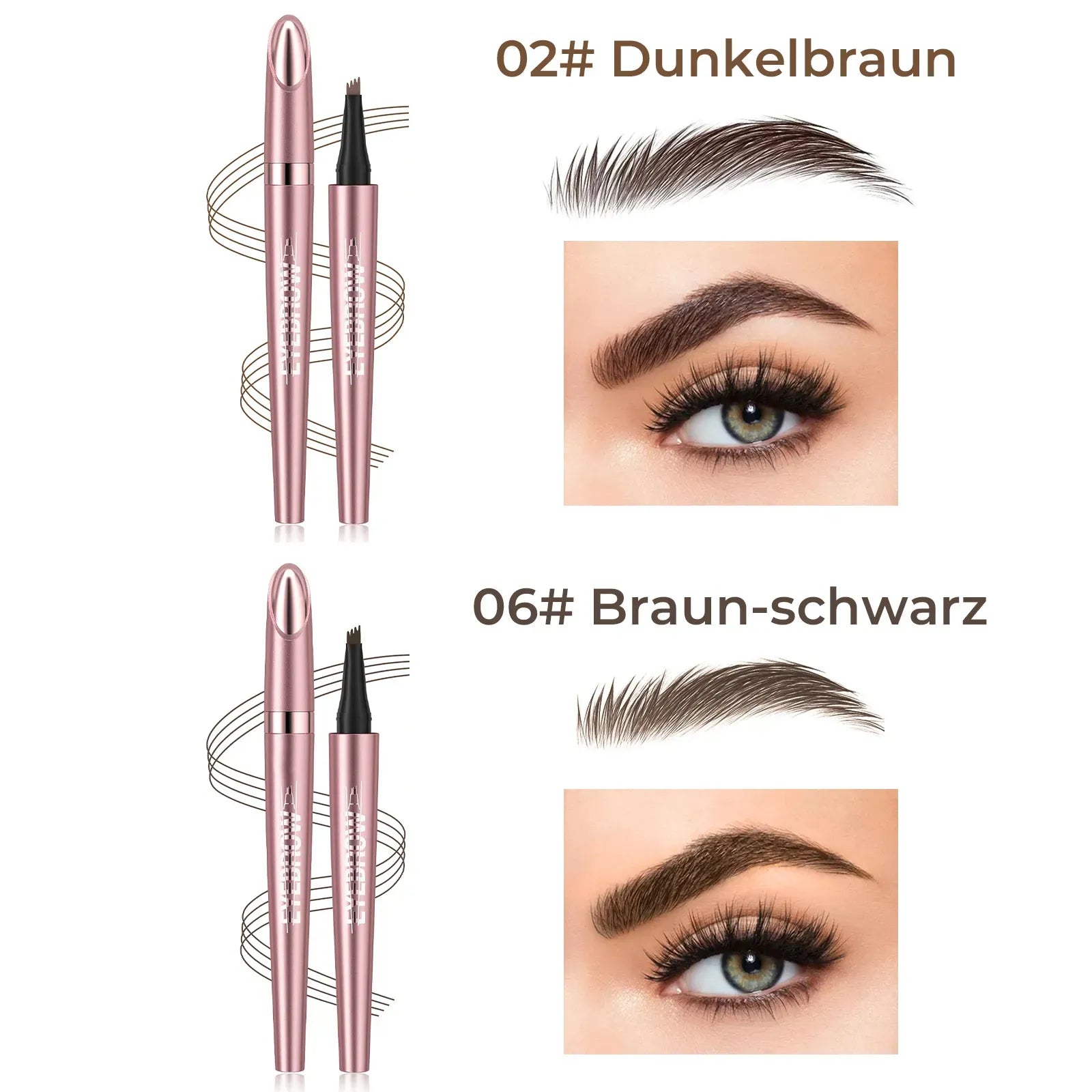 🎁✨Wasserfester Micro-Fork Augenbrauenstift, langanhaltende Brownen-Pen für natürliche, haarähnliche Striche