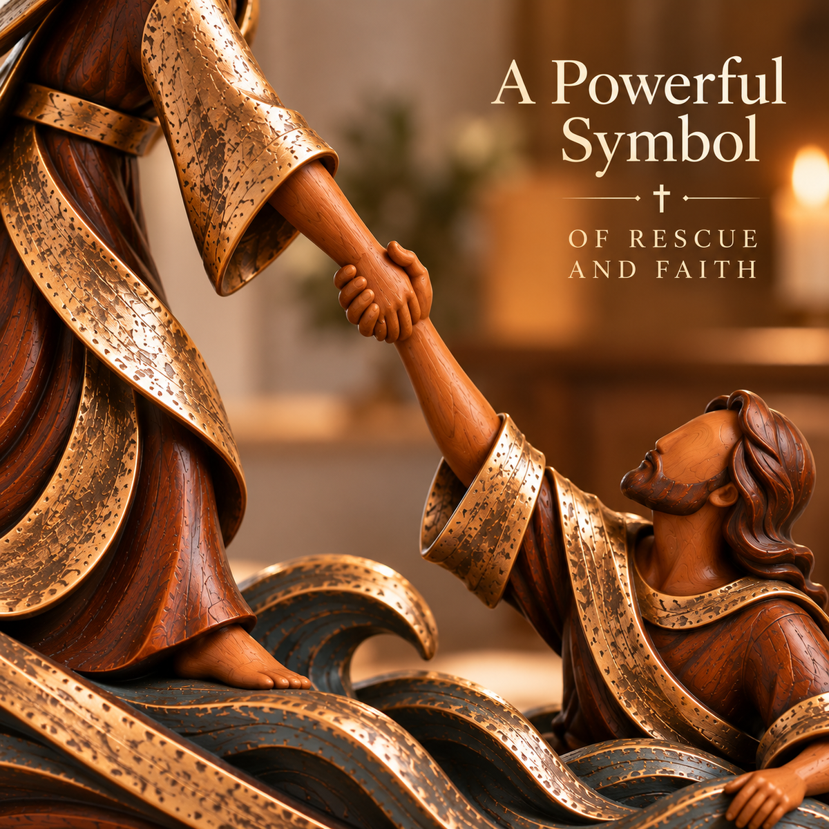 ✝️ He Reached for Me™ – Jesus Saves Peter from the Waves Sculpture | Christian Faith & Hope Home Decor