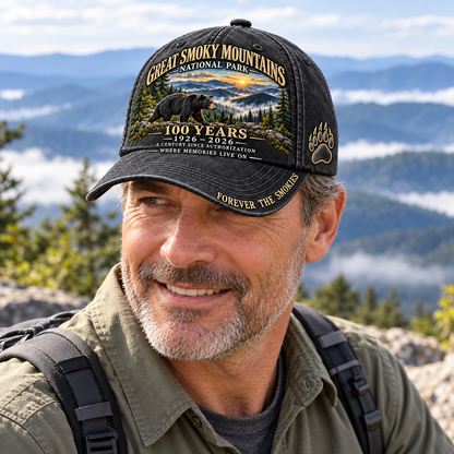 🔥 LIMITED-TIME SALE 🔥 Great Smoky Mountains 100th Anniversary Cap™ – 1926–2026 Black Bear National Park Commemorative Embroidered Hat 🐻🏔️