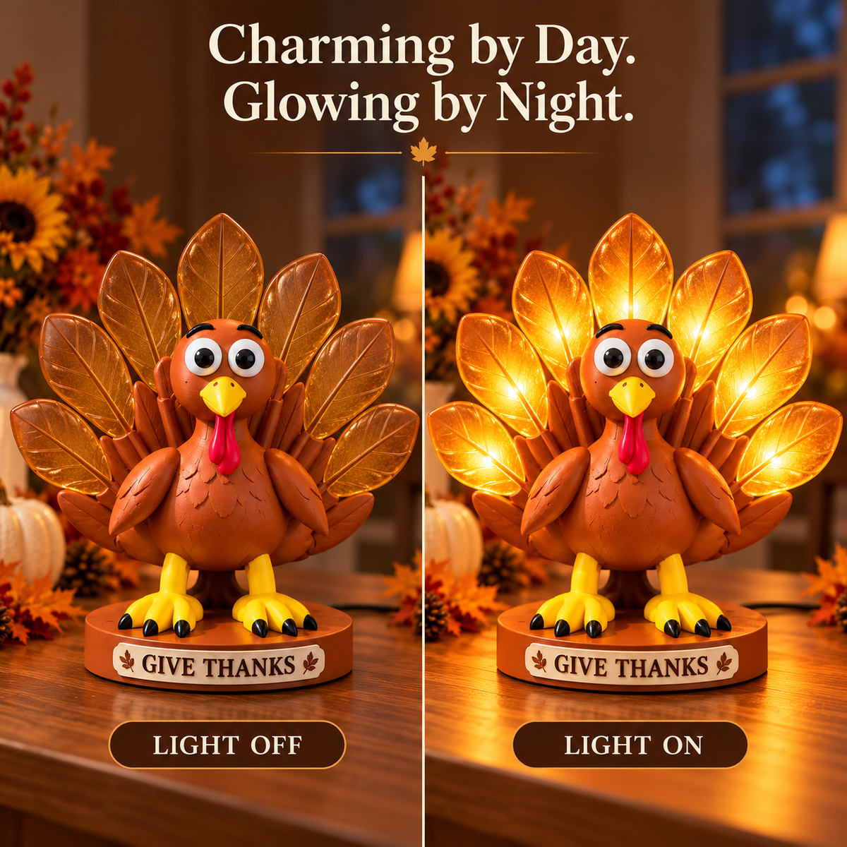 Give Thanks Turkey Lamp fall home decor