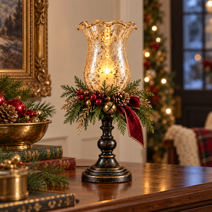 Vintage Mercury Glass Christmas Candle Lamp