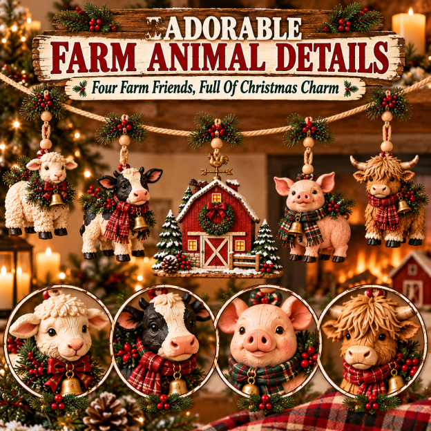 🔥Last Day 50% OFF -🐄 Christmas Farm Friends Hanging Mantel Garland