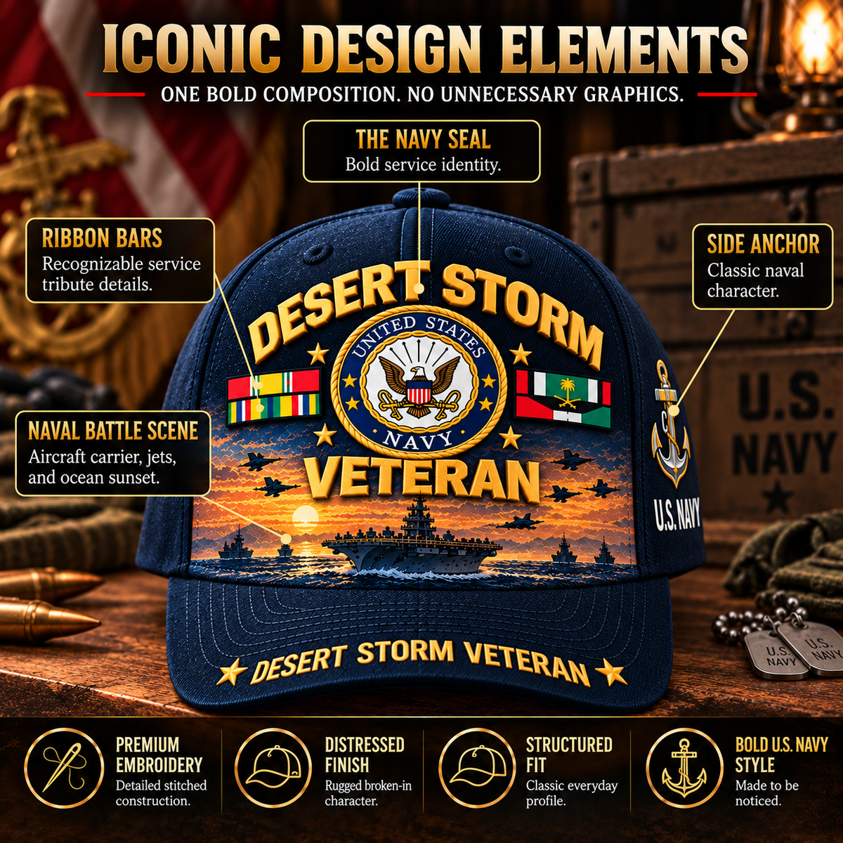 🏆Last Day Promo: 45% OFF! 🏜️Desert Storm Veteran Tribute Cap （1991–2026 -35TH ANNIVERSARY）