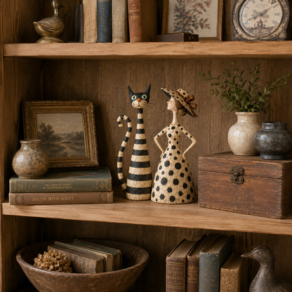 🔥Vintage  Cat & Lady Sculptures