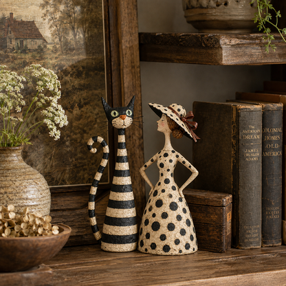 🔥Vintage  Cat & Lady Sculptures