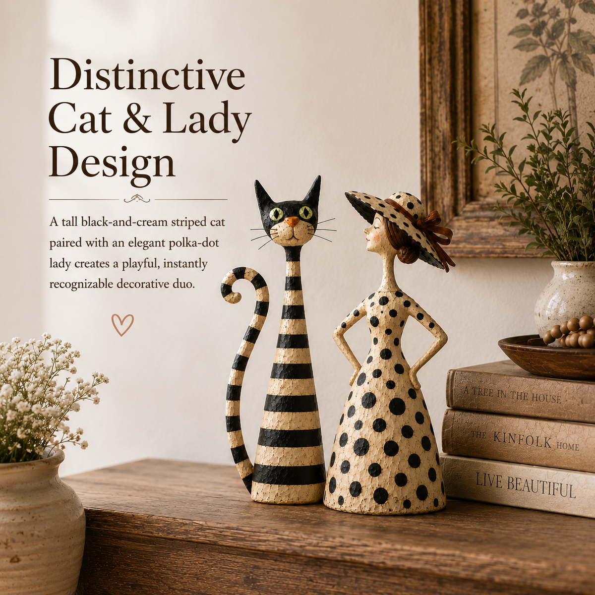 🔥Vintage  Cat & Lady Sculptures