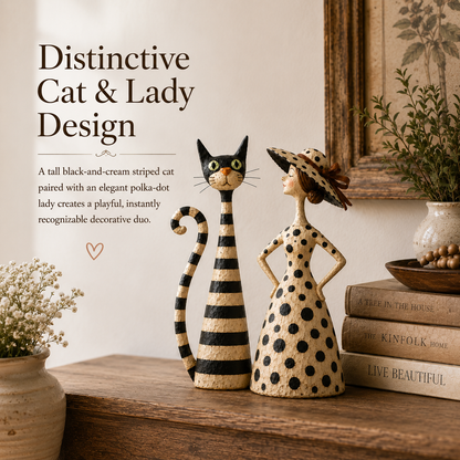 🔥Vintage  Cat & Lady Sculptures