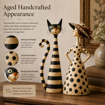 🔥Vintage  Cat & Lady Sculptures