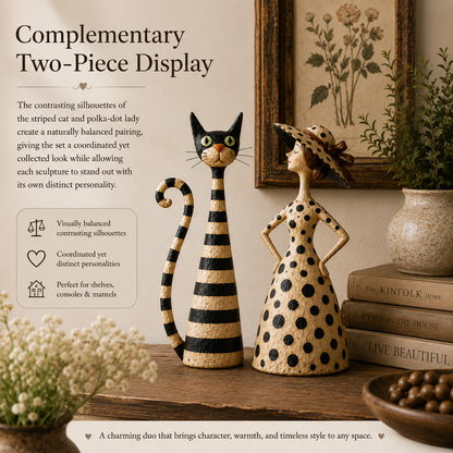 🔥Vintage  Cat & Lady Sculptures