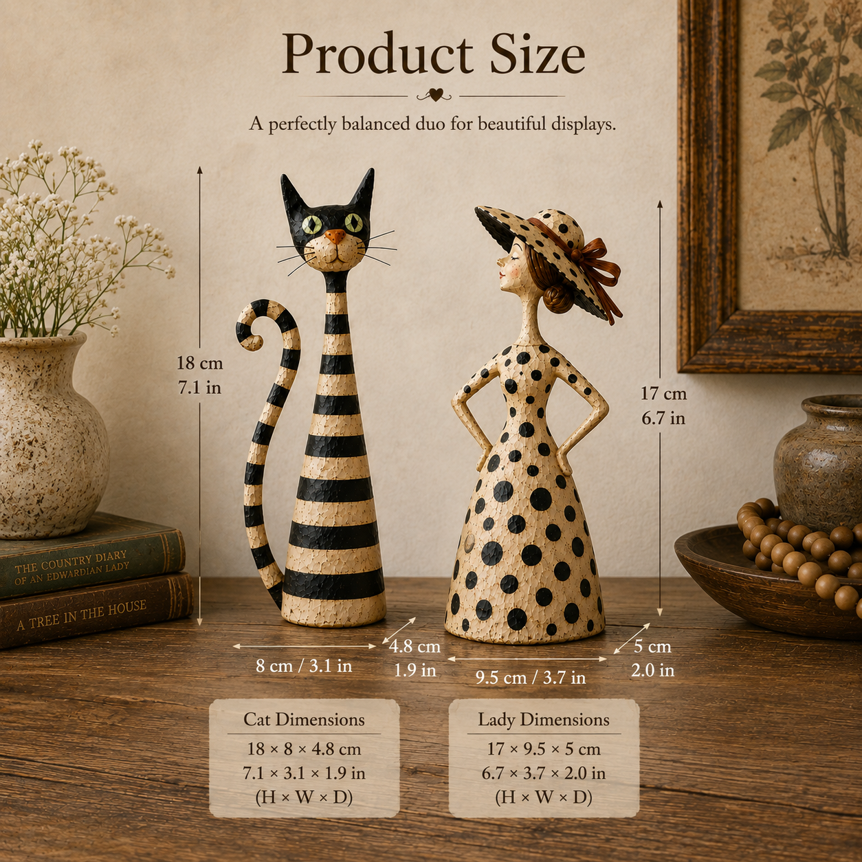 🔥Vintage  Cat & Lady Sculptures