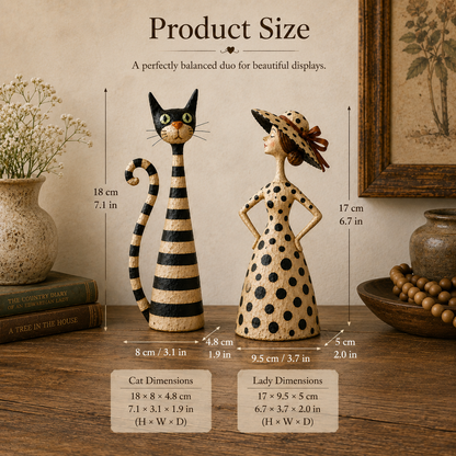 🔥Vintage  Cat & Lady Sculptures