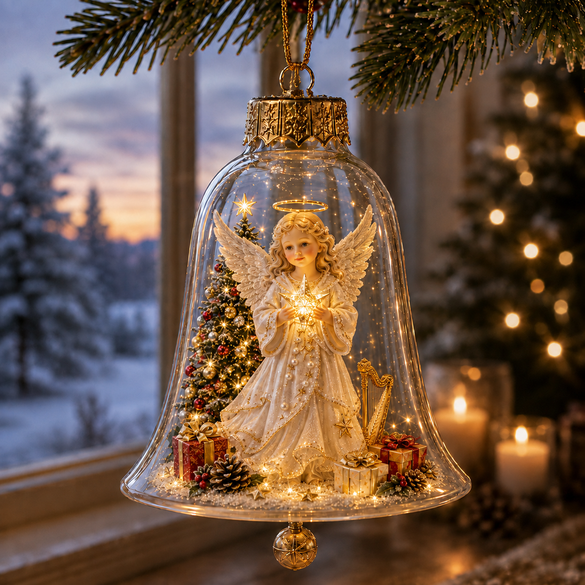 Detailed Christmas miniature ornament holiday scene