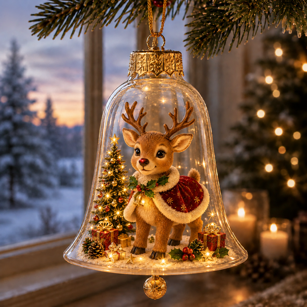 Christmas miniature ornament in a festive family holiday setting