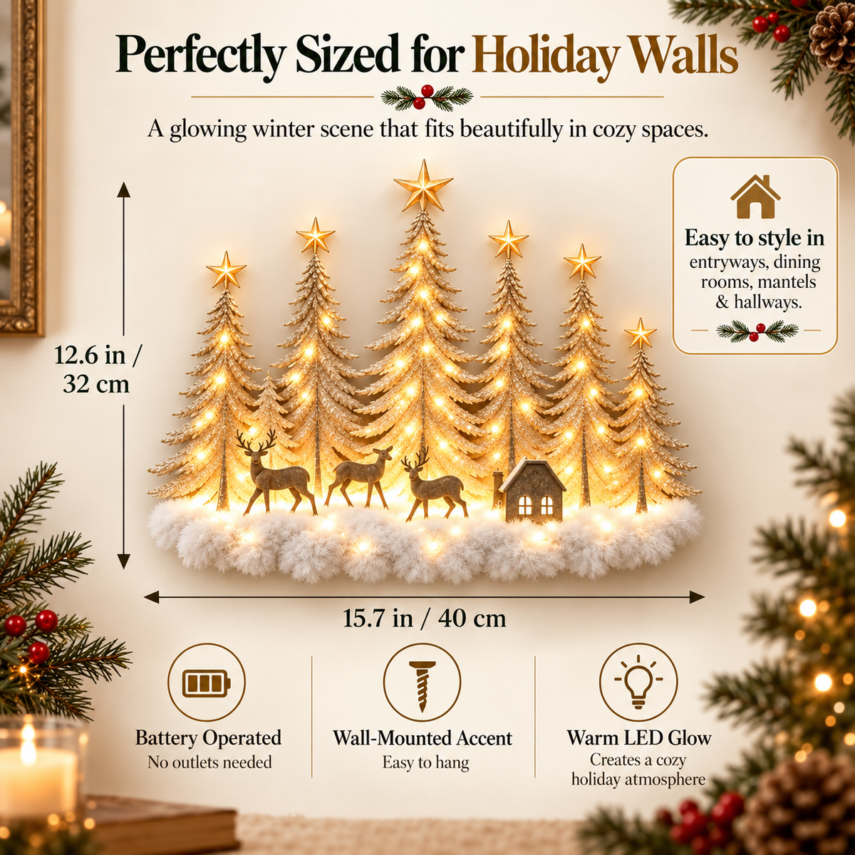 Christmas deer wall light in breakfast nook