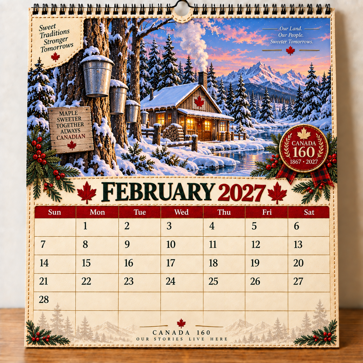 🇨🇦🍁 2027 Canada 160th Anniversary Wall Calendar 🍁🇨🇦