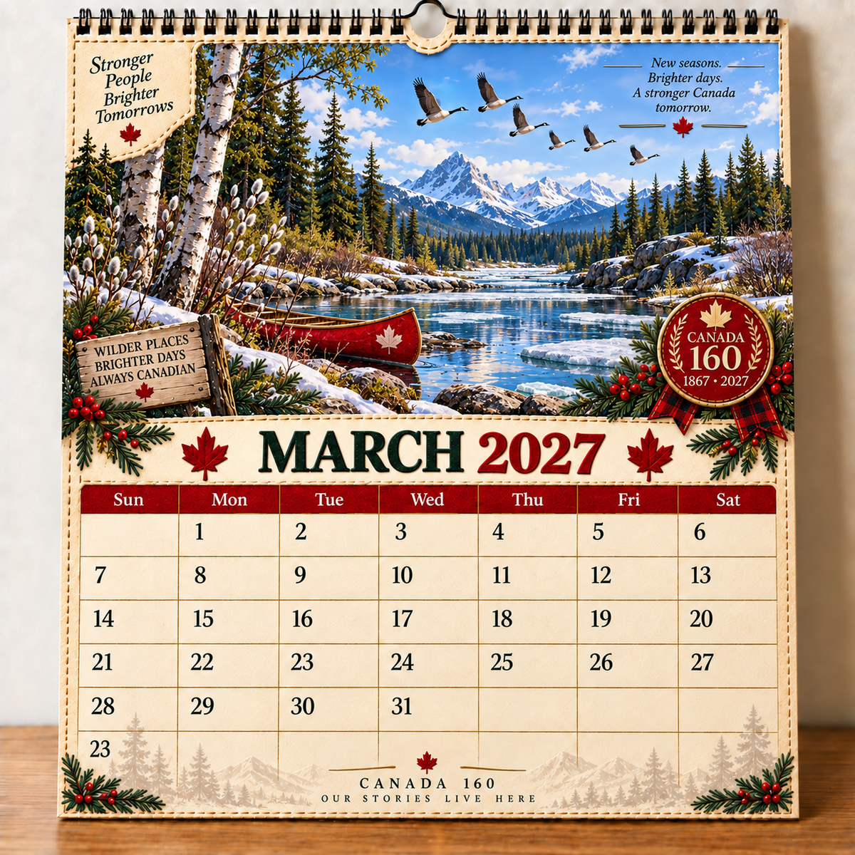 🇨🇦🍁 2027 Canada 160th Anniversary Wall Calendar 🍁🇨🇦
