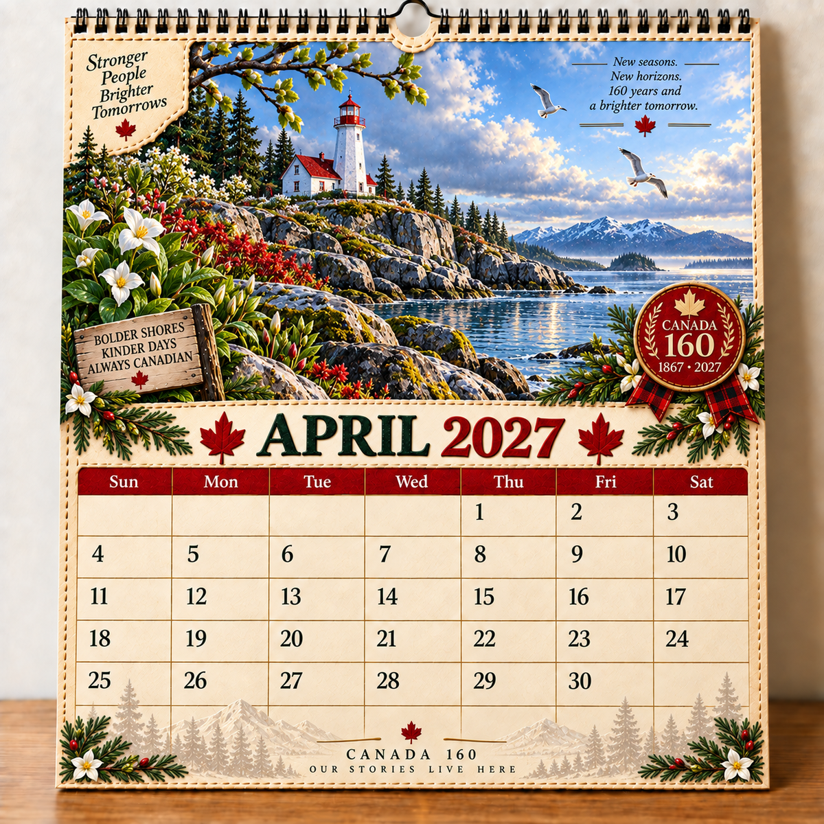 🇨🇦🍁 2027 Canada 160th Anniversary Wall Calendar 🍁🇨🇦