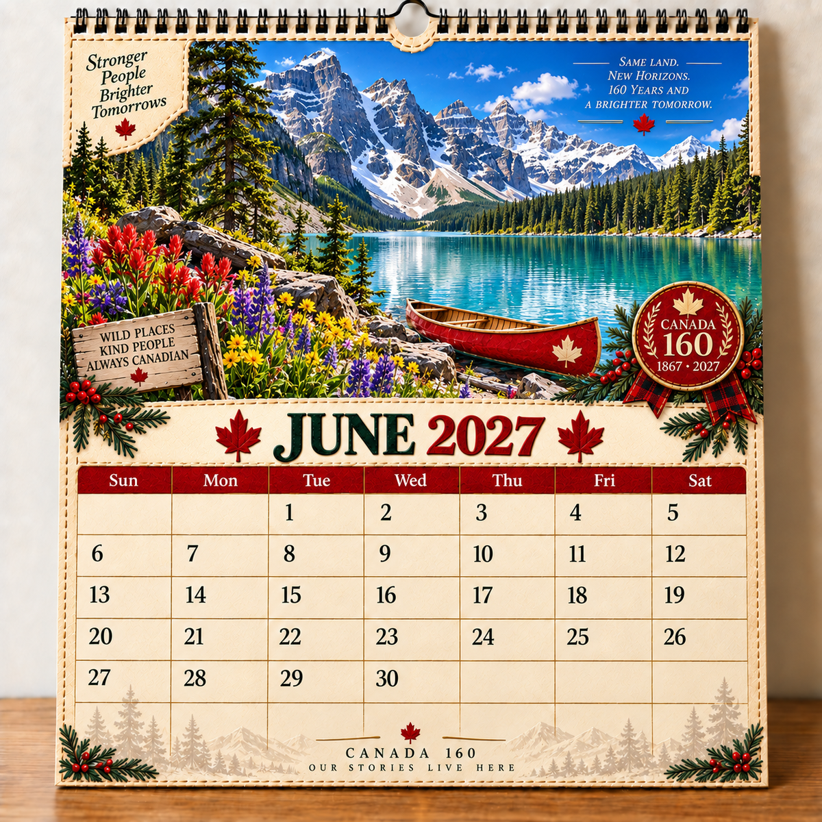 🇨🇦🍁 2027 Canada 160th Anniversary Wall Calendar 🍁🇨🇦