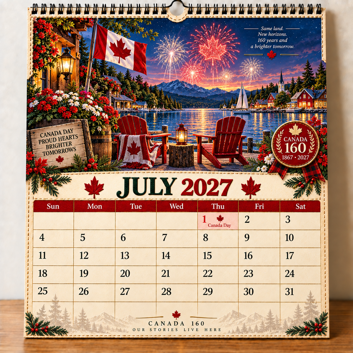 🇨🇦🍁 2027 Canada 160th Anniversary Wall Calendar 🍁🇨🇦