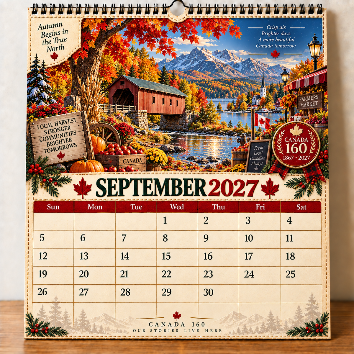 🇨🇦🍁 2027 Canada 160th Anniversary Wall Calendar 🍁🇨🇦