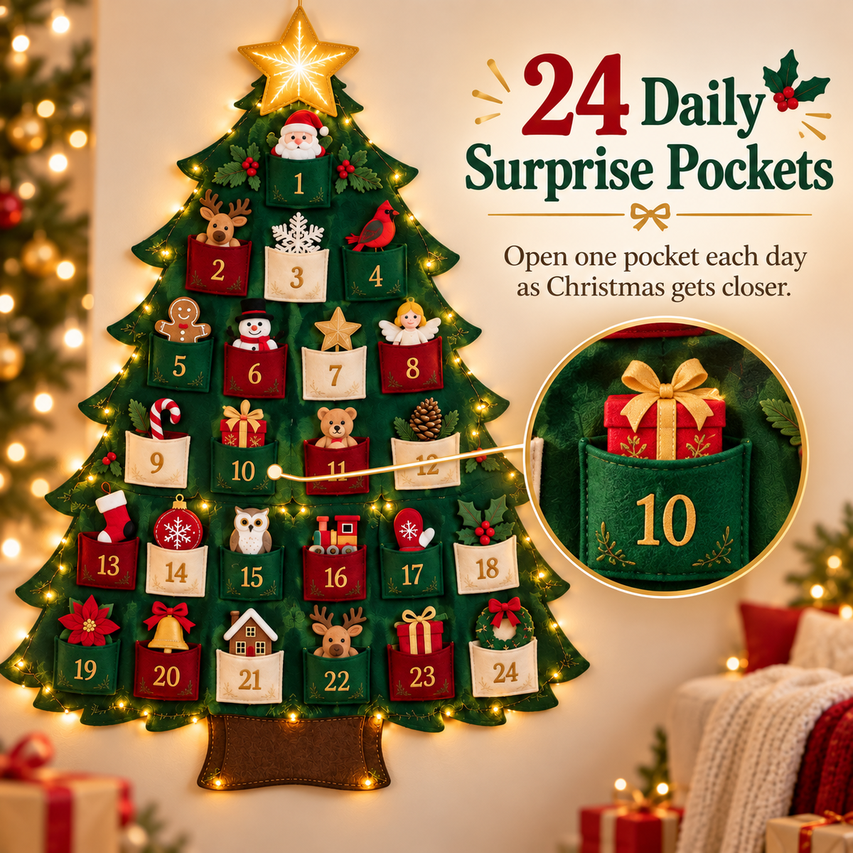 🎄 Christmas Memory Tree™ – Lighted 24-Day Fill-Your-Own Advent Calendar