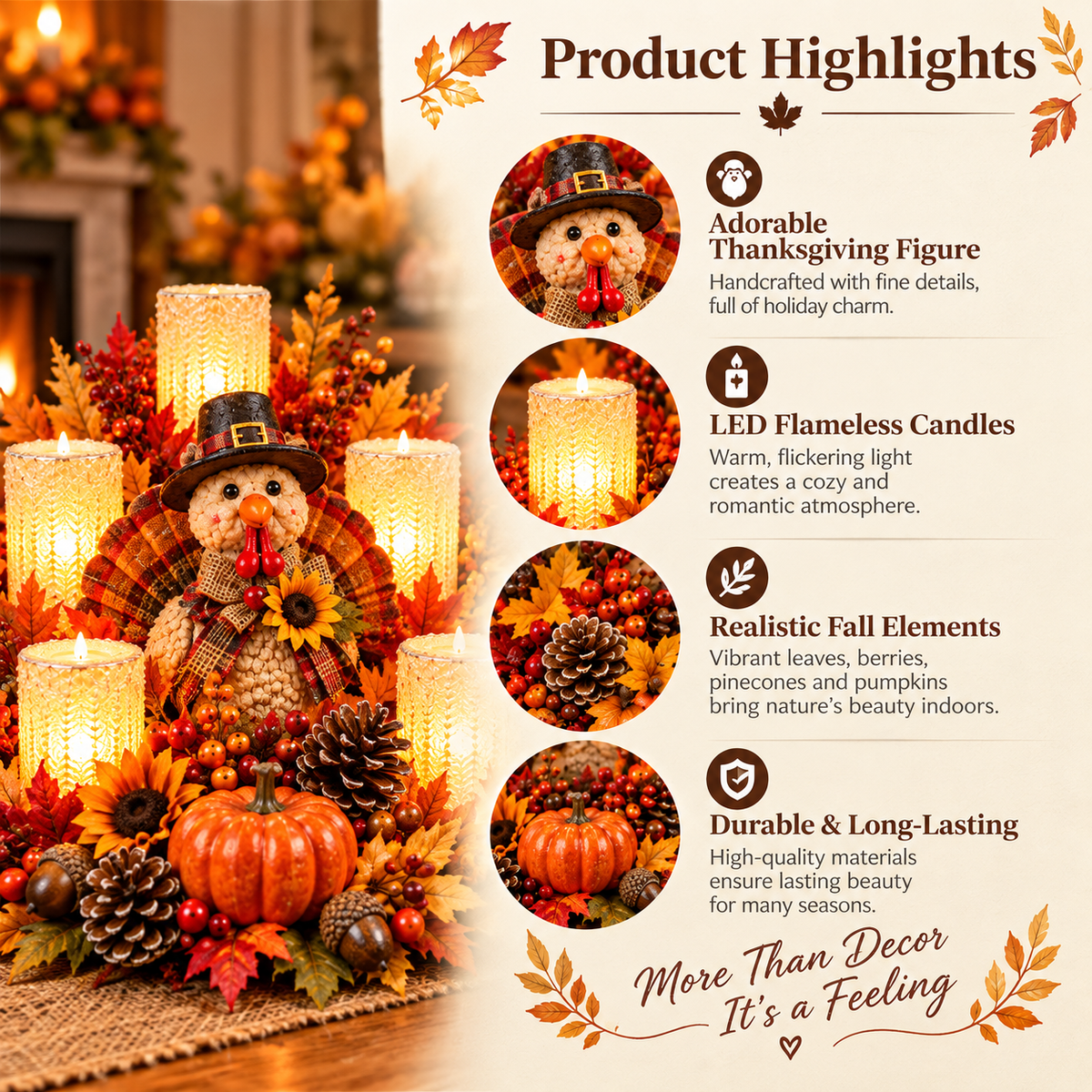 Harvest Glow Thanksgiving centerpiece product highlights