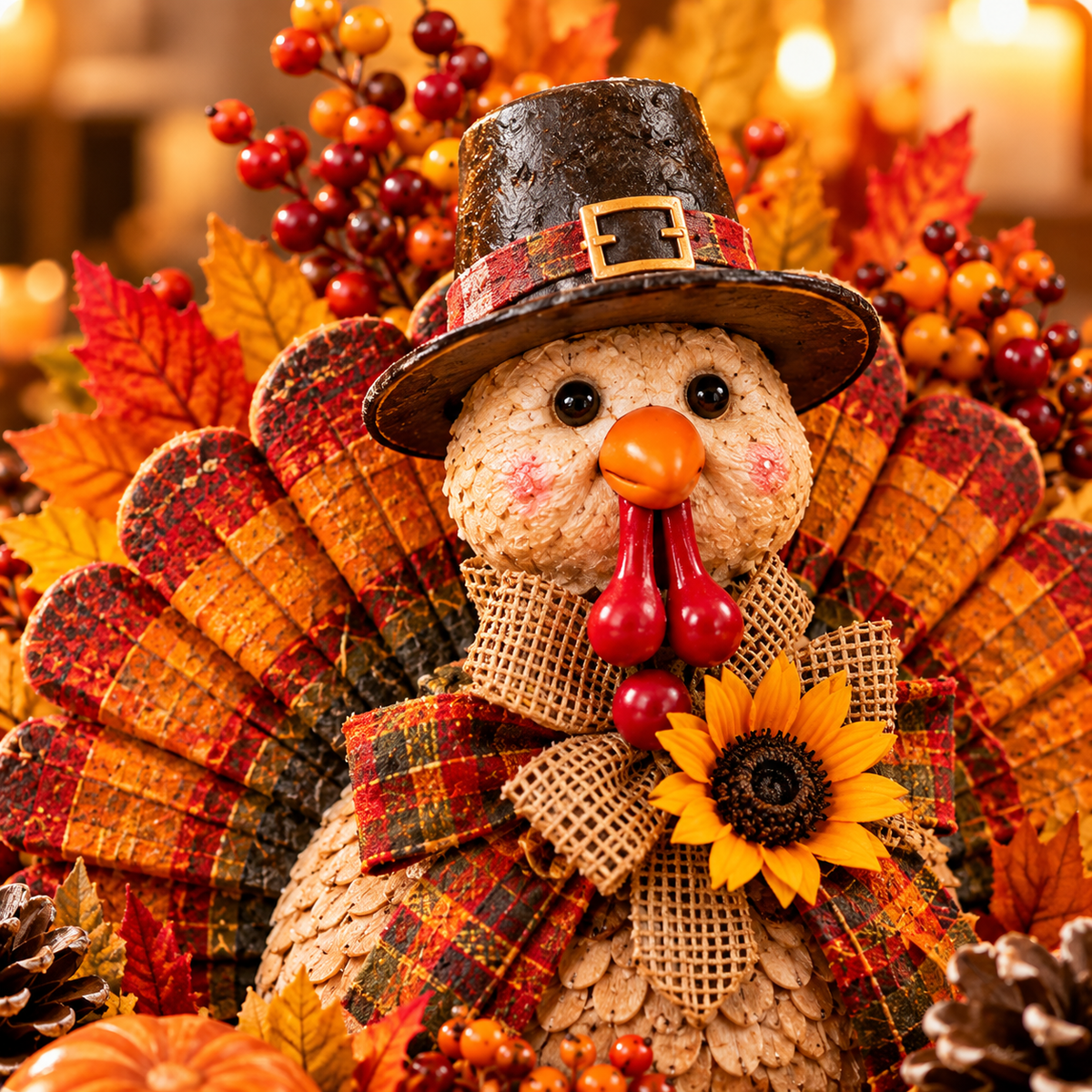 🍂 Harvest Glow Thanksgiving Centerpiece™ – Warm Flameless Candle & Pumpkin Table Decor